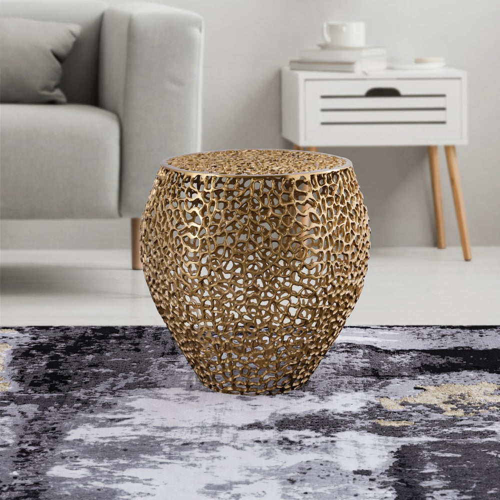 English Elm ET3403-18 Modern Aluminum Casting Side Table for Contemporary Living Rooms — Durable, Chic Accent Piece Gold G150108421