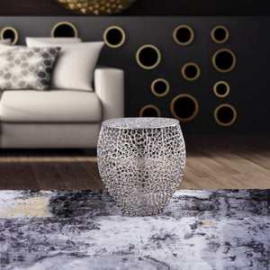 English Elm ET3403-18 Modern Aluminum Casting Side Table for Contemporary Living Rooms — Durable, Chic Accent Piece Silver G150108422