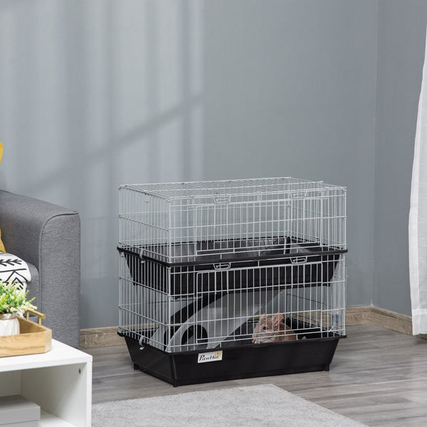 English Elm 2-tier Small Animal Habitat with Ramp Pull-out Trays Dual Access for Ferrets Mice W2225141091