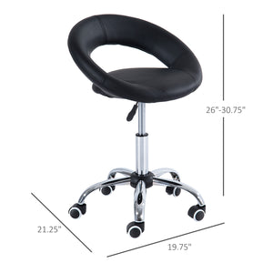 English Elm Crescent Adjustable Rolling Salon Stool – Breathable Open Back, Foam Seat, 360° Swivel, 5 Casters, Black W2225141195