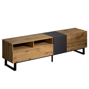 English Elm Modern TV Stand 42" Console for Large TVs, Sturdy 110lb Capacity, Double Storage & Drop Door Design Wood WF303474AAQ