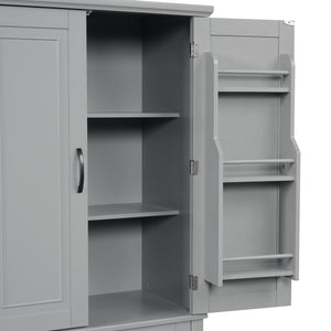 English Elm Bathroom Tall Storage Cabinet with Doors Drawer and Adjustable Shelf, MDF Build, Metal Handles, Anti-Tip Safety Grey WF308204AAE