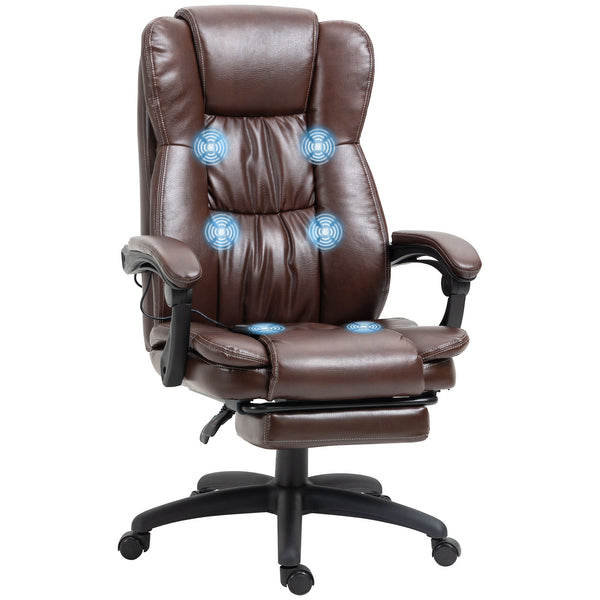 English Elm High Back Massage Office Chair With 6 Vibration Points, Adjustable Recline & Retractable Footrest W2225141238
