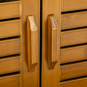 English Elm Shoe Bench With Hidden Storage, Stylish Bamboo Entryway Seating Cushion For Organized Hallways & More W2225141228-GIGA