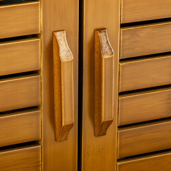 English Elm Shoe Bench With Hidden Storage, Stylish Bamboo Entryway Seating Cushion For Organized Hallways & More W2225141228-GIGA