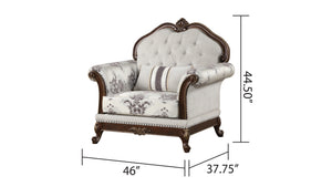 English Elm Gloria Button-Tufted Traditional Accent Chair Ivory with Floral Upholstery, Regal Comfort & Detail B009139093