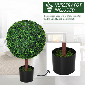 English Elm 23.5" Boxwood Topiary Ball Tree with Nursery Pot, Lifelike Faux Plant for Home, Patio & Garden Decor W2225141233