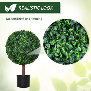English Elm 23.5" Boxwood Topiary Ball Tree with Nursery Pot, Lifelike Faux Plant for Home, Patio & Garden Decor W2225141233