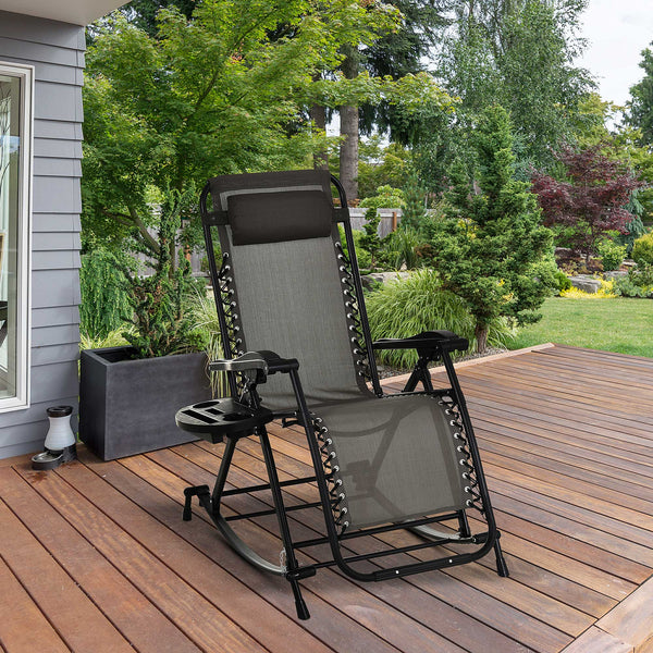 English Elm Outdoor Swing Glider Chair Steel Frame Patio Rocking Mesh Seat 330lb Capacity Weatherproof Comfort Gray W2225141401