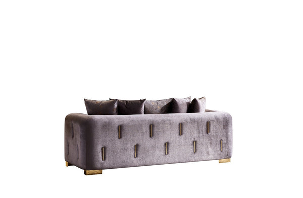 English Elm Impreza Art Deco Velvet Sofa with Gold Leg Accents for Glam Living Rooms Silver B009141290