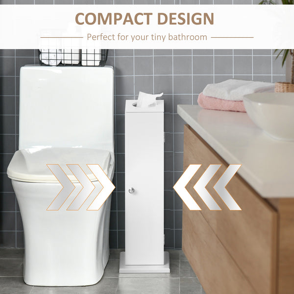 English Elm Toilet Modern Country Corner Toilet Paper Cabinet with Door & Shelves, Slim White Storage Tower, Hidden Screws, Magnetic Lock, Space-Saving Design W2225141213