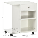 English Elm Mobile Printer Stand, Rolling File Cabinet Cart With Wheels, Adjustable Shelf, Drawer and Cpu Stand, White