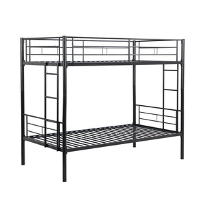 English Elm Metal Twin Over Bunk Bed with Stairs Steel Frame Kids Shared Bedroom Black W311120498