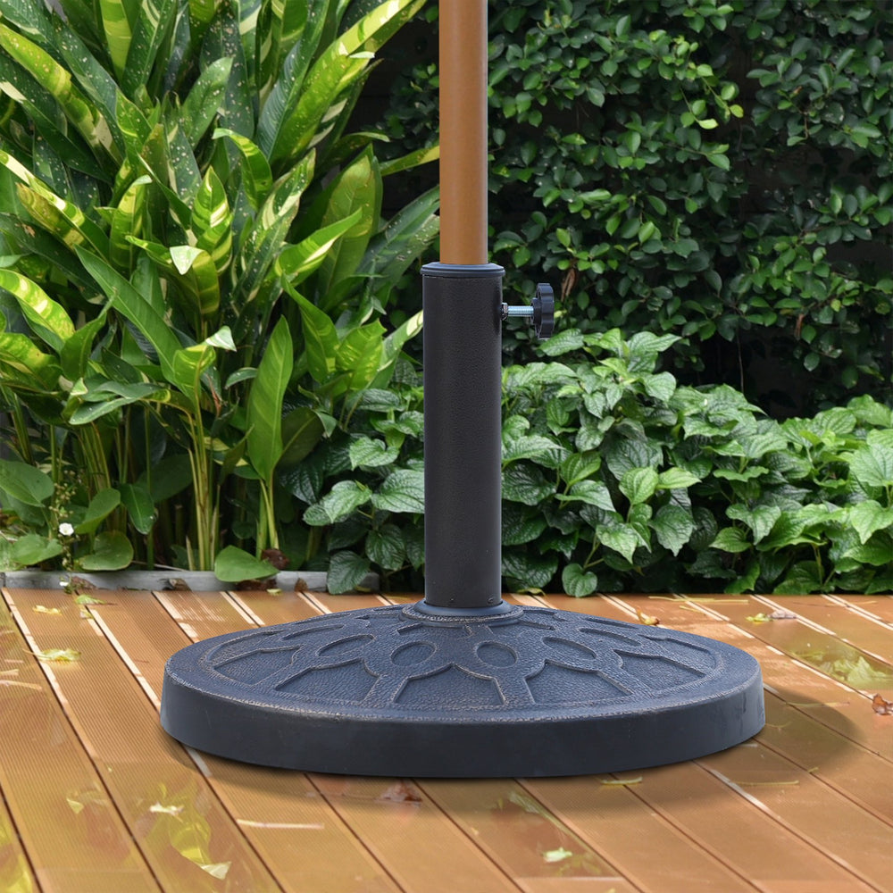 English Elm 18" Bronze Resin Umbrella Base 26lbs with Decorative Pattern, Rust-Resistant Stable Patio Stand W2225141397