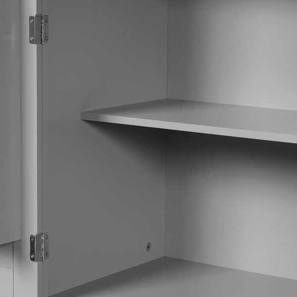 English Elm Bathroom Tall Storage Cabinet with Doors Drawer and Adjustable Shelf, MDF Build, Metal Handles, Anti-Tip Safety Grey WF308204AAE