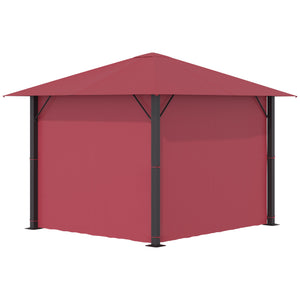 English Elm 10' Outdoor Retractable Pergola Canopy with Aluminum Frame, UV-Proof Fabric, Smooth Slide Rails for Patio Comfort Red W2225141445