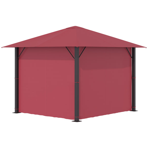English Elm 10' Outdoor Retractable Pergola Canopy with Aluminum Frame, UV-Proof Fabric, Smooth Slide Rails for Patio Comfort Red W2225141445