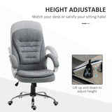 English Elm High Back Home Office Chair Executive Computer Chair With Adjustable Height, Upholstered Thick Padding Headrest and Armrest - Grey