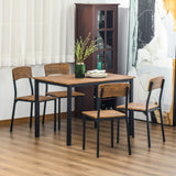 English Elm 5 Piece Industrial Dining Table Set For 4, Rectangular Kitchen Table and Chairs, Dining Room Set For Small Space