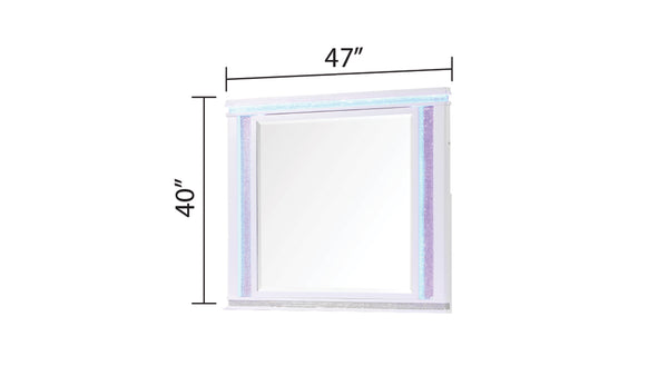 English Elm Opium Milky White Wall Mirror Only — Elegant White-Framed Decorative Mirror for Luxe Modern Spaces B009P356303