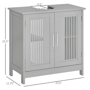 English Elm Kleankin Modern Under Sink Bathroom Cabinet - Stylish Gray Vanity With Adjustable Shelves & Doors W2225141464