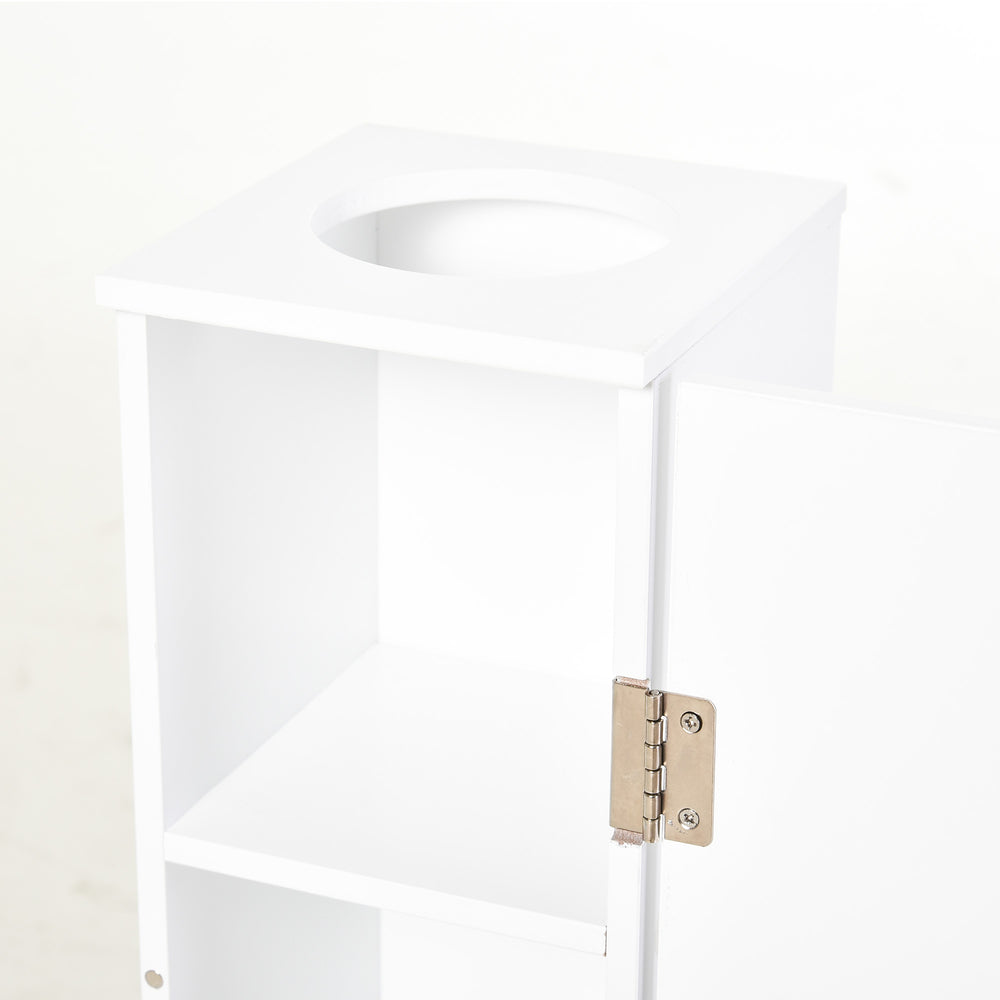 English Elm Toilet Modern Country Corner Toilet Paper Cabinet with Door & Shelves, Slim White Storage Tower, Hidden Screws, Magnetic Lock, Space-Saving Design W2225141213