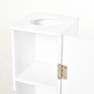 English Elm Toilet Modern Country Corner Toilet Paper Cabinet with Door & Shelves, Slim White Storage Tower, Hidden Screws, Magnetic Lock, Space-Saving Design W2225141213