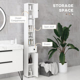 English Elm Kleankin 71" Tall Bathroom Storage Cabinet, Narrow Toilet Paper Cabinet With Open Shelves, 2 Door Cabinets, Adjustable Shelves For Kitchen, Hallway, Living Room, White