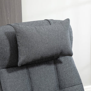 English Elm Executive Linen-Feel Ergonomic High Back Office Chair with Recline, Retractable Footrest & Headrest W2225141236