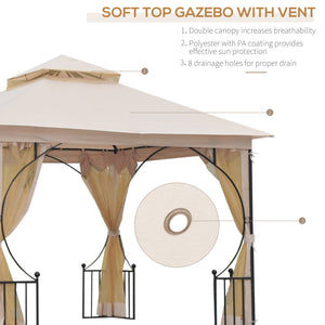 English Elm 10' X 10' Elegant Patio Gazebo Canopy With Double Roof, Insect Netting, And Durable Steel Frame W2225S00003