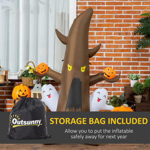 English Elm 5' Halloween Ghost Tree Inflatable with LED Pumpkins - Weatherproof Polyester Yard Decor, 5FT Fun W2225141486
