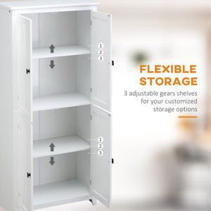 English Elm 72" Freestanding 4-Door Pantry Cabinet Organizer with 4-Tier Shelves, Adjustable Storage, White, Anti-Tip Stability and Stylish Painted Finish W2225141232
