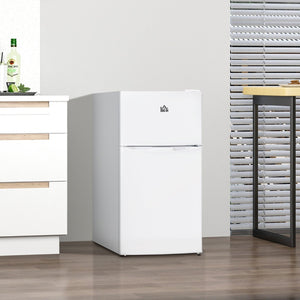 English Elm Double Door Compact Refrigerator 3.2 Cu Ft with Freezer and Reversible Hinge for Dorm W2225141451