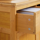 English Elm Bathroom Storage Cabinet, Bamboo Floor Cabinet With Drawers, Double Doors and Adjustable Shelves, Natural