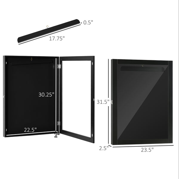 English Elm HOMCOM 24" x 32" Jersey Display Case Wall-Mounted Acrylic Shadow Box with UV Protection, Lockable Hanger W2225141241