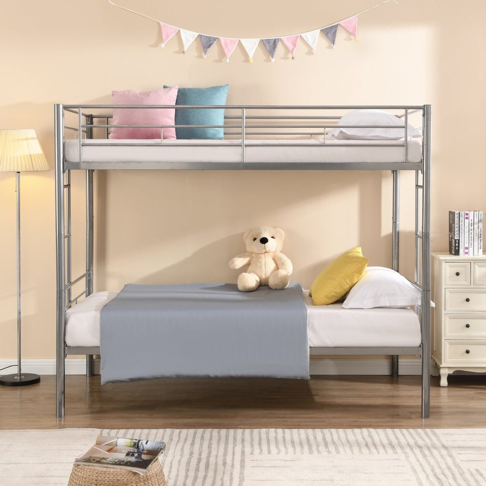 English Elm Metal Twin Over Bunk Bed with Built-in Stairs for Kids Shared Bedroom W311121106