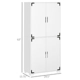 English Elm Industrial Kitchen Pantry Cabinet With 4 Door Cupboard and Storage Shelves, Freestanding Storage Cabinet, White