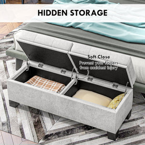 English Elm 46" Storage Ottoman Bench - Tufted Linen Seat with Steel Frame, Hidden Storage & 396lb Capacity W2225141462