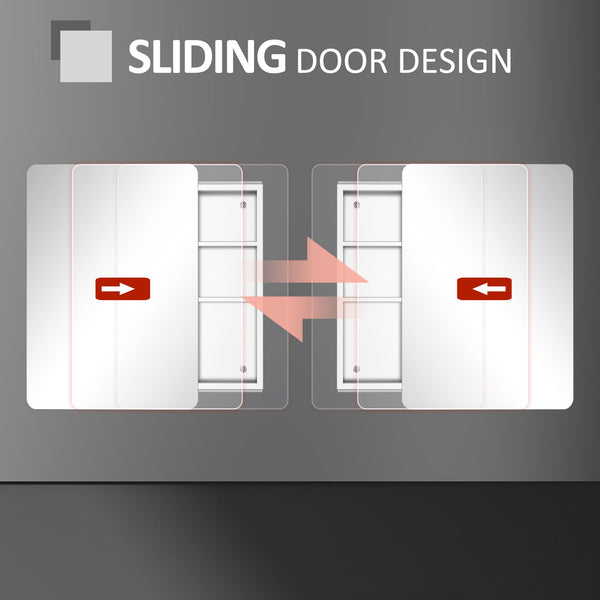 English Elm Kleankin Wall-Mount Bathroom Medicine Cabinet Mirror With 3-Tier Storage, Stainless Steel Style W2225141215