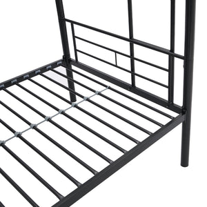 English Elm Metal Twin Over Bunk Bed with Stairs Steel Frame Kids Shared Bedroom Black W311120498