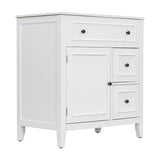 English Elm 30" Bathroom Vanity With Sink Top, Bathroom Vanity Cabinet With Door and Two Drawers, Solid Wood Frame, One Package, White (Old Sku:Wf311620Aak)