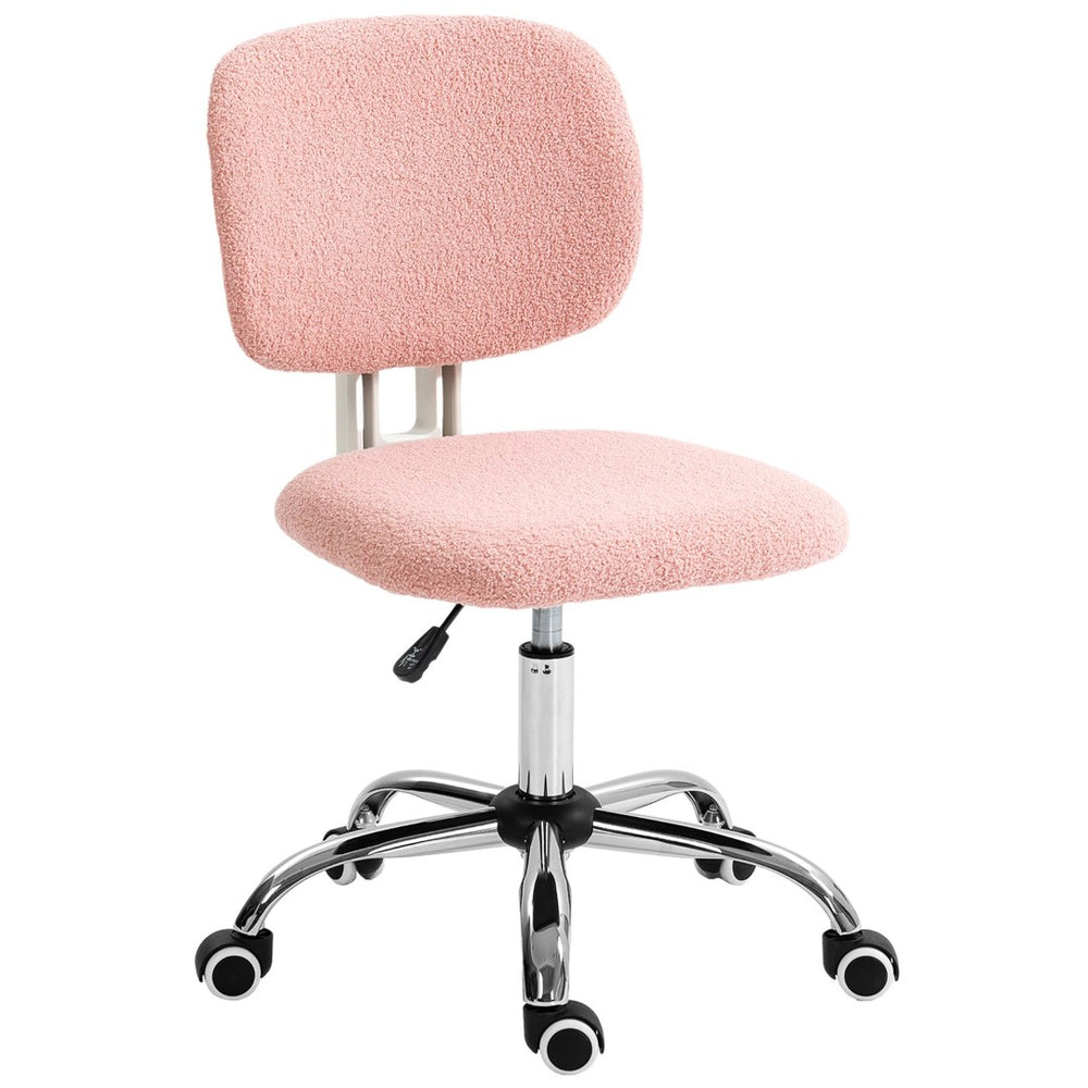 English Elm Cute Plush Fleece Armless Task Chair Foam Padded Swivel Seat for Vanity Desk W2225141240