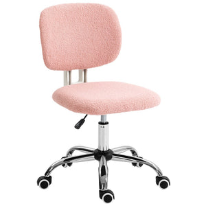 English Elm Cute Plush Fleece Armless Task Chair Foam Padded Swivel Seat for Vanity Desk W2225141240