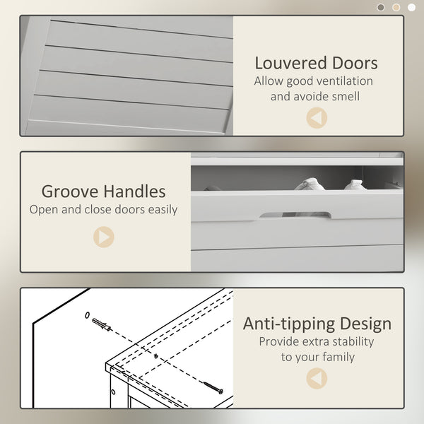 English Elm Narrow Shoe Cabinet with 3 Flip Drawers, Slim Louvered Entryway Organizer for 6 Pairs, White (96) W2225141229