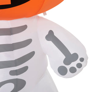 English Elm 6ft Smiling Pumpkin Skeleton Inflatable with LED Rotating Lights, Waterproof Yard Decor for Halloween W2225141485