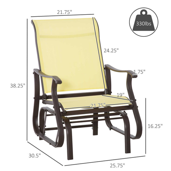 English Elm Outdoor Swing Glider Chair Steel Frame Patio Rocking Mesh Seat 330lb Capacity Weatherproof Comfort Beige W2225141383
