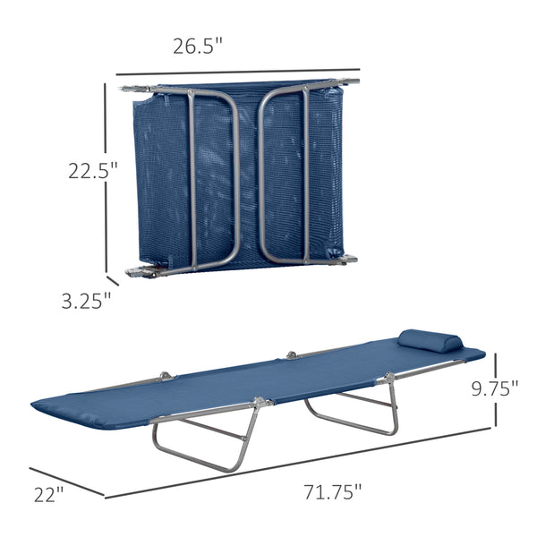 English Elm Folding Chaise Lounge Pool Chair - 6-Position Reclining Outdoor Lounge, Portable & Breathable Blue Mesh W2225141506