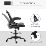 English Elm Mesh Drafting Chair, Tall Office Chair With Lumbar Support, Flip-Up Armrests, Footrest Ring and Adjustable Seat Height, Black