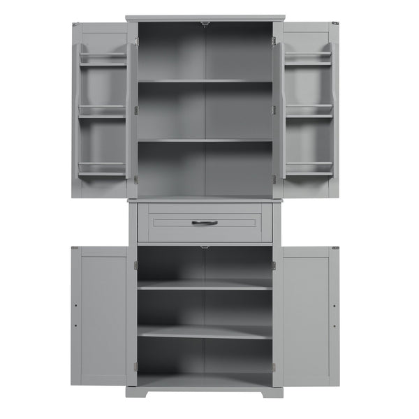 English Elm Bathroom Tall Storage Cabinet with Doors Drawer and Adjustable Shelf, MDF Build, Metal Handles, Anti-Tip Safety Grey WF308204AAE