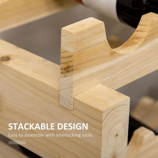 English Elm Stackable Modular Wine Rack Six Tier Natural Wood Freestanding Cellar Storage W2225141449